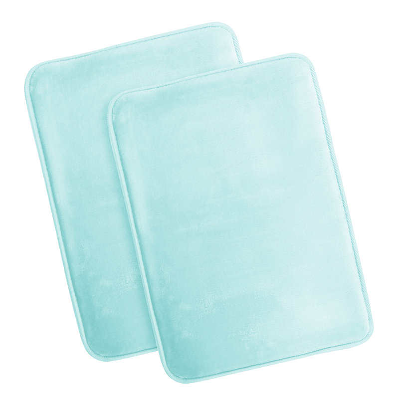 Steph Luxury Ultra Soft and Absorbent Memory Foam Bath Rug Set with Non-Slip Backing, Small: 17"W x 24"L, Aqua