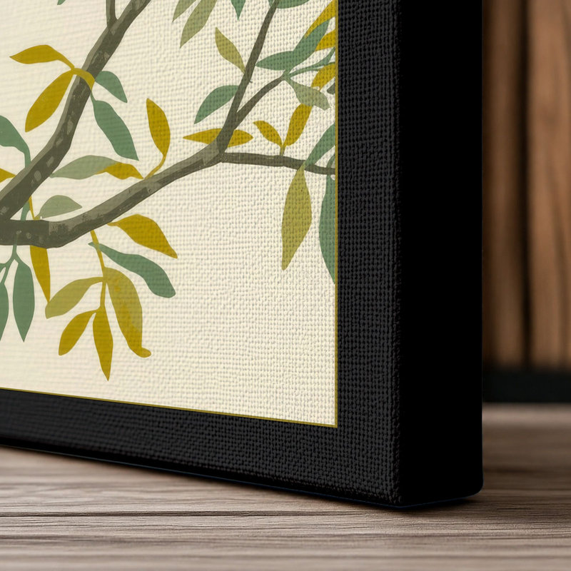 Resting Leopard Botanical - Wrapped Canvas, 30x20 - 76.2 x 50.8 cm, Black Border