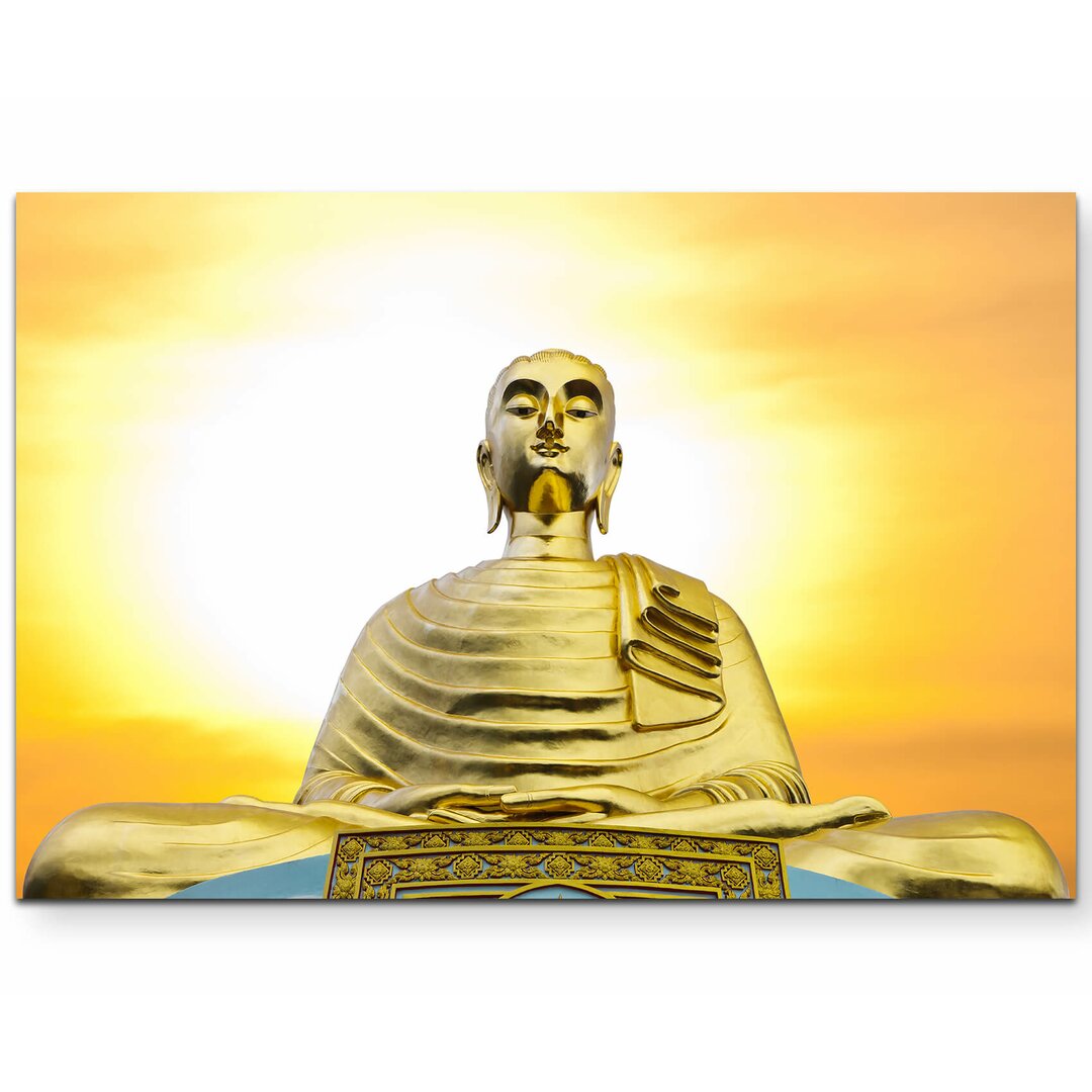 Leinwandbild Große Buddha-Statue mit Sonnenuntergang – Thailand