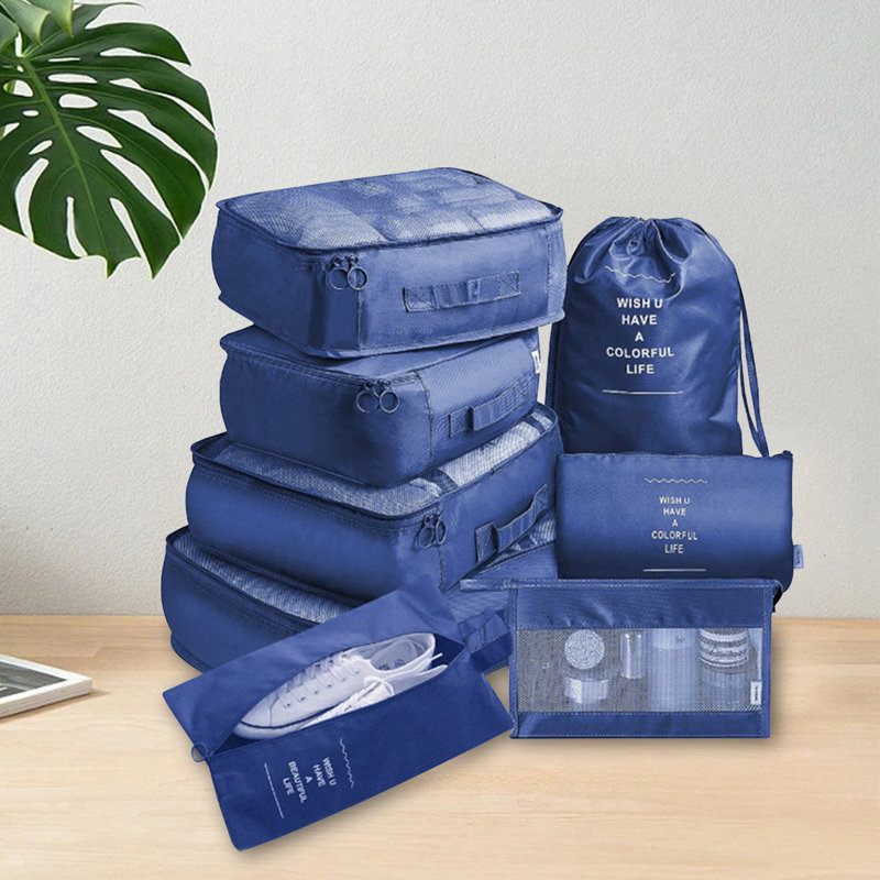 Cubes de rangement 8 ensembles Organiseurs de bagages de voyage Sac de rangement pour chaussures Pochettes pratiques pour les voyages