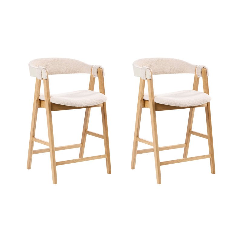 Upholstered Counter Stool with Solid Wood Frame
