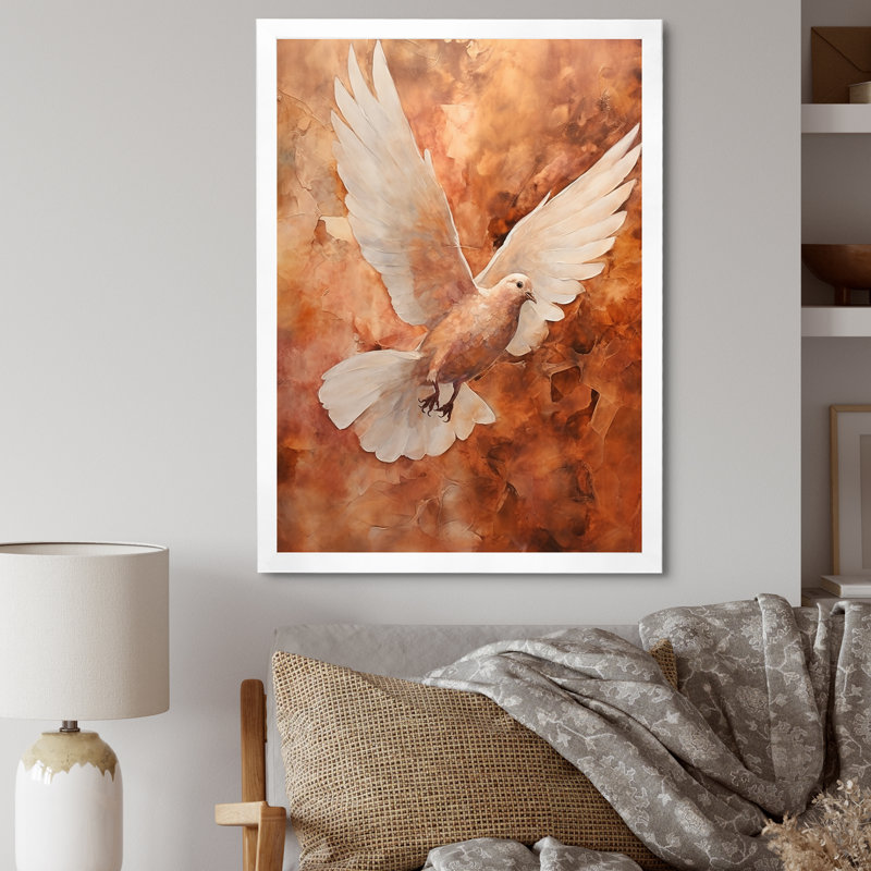 Cerulean Calm Graceful Dove III sur toile, Cadre simple blanc, H 20 po x l 12 po x P 1 po
