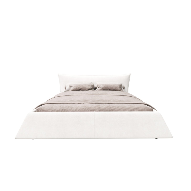 Lit plateforme tapissier Velvet, Crème, Très grand lit