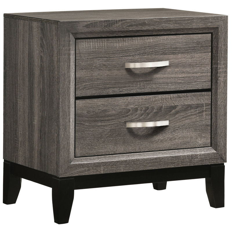 Table de chevet 2 tiroirs Grey Oak
