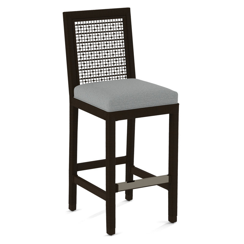 Pine Isle Bar Stool, Sunbrella Beige Pinstripe; 6205-74, Java
