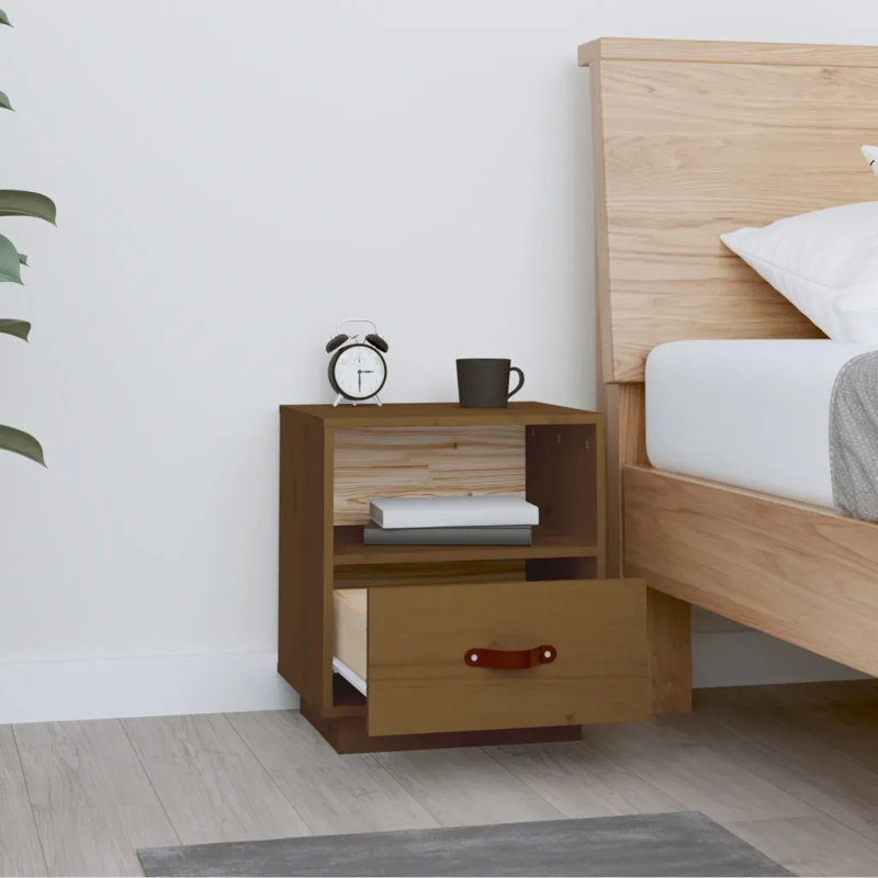 Union Rustic Bedside Cabinets 2 Pcs 40X34x45 Cm Solid Wood Pine, Honey Brown, 1