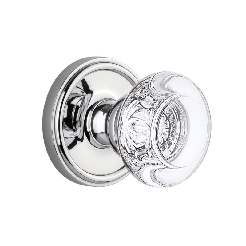 Grandeur Georgetown Rosette Single Dummy with Bordeaux Crystal Door Knob, Bright Chrome