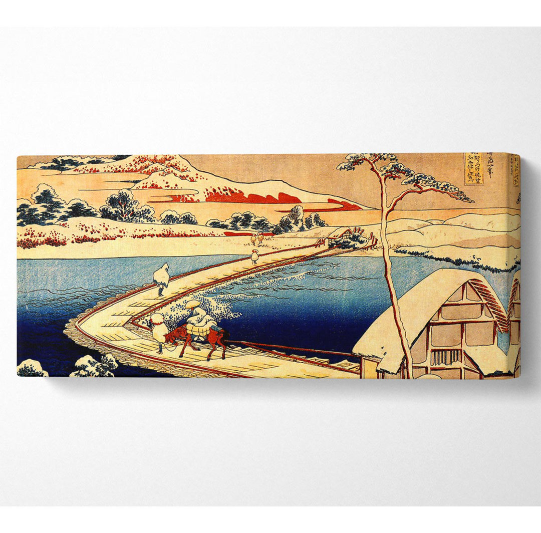 Hokusai Die schwimmende Brücke von Sano Panoramaleinwand