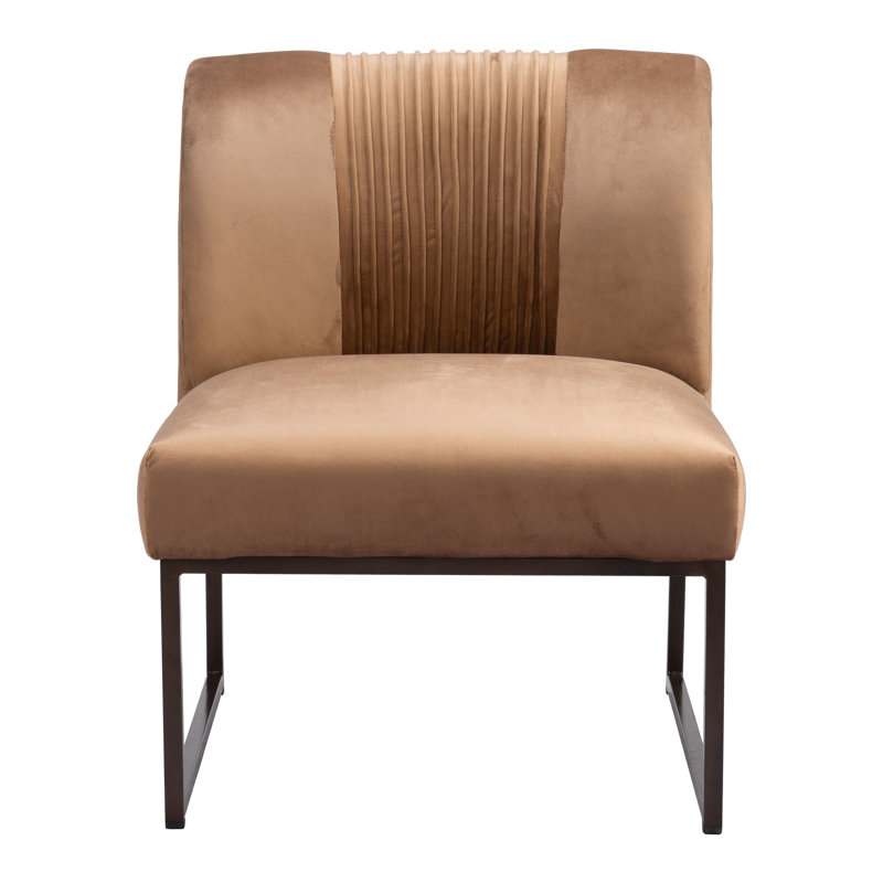 Olive Green Velvet Slipper Accent Chair with Manufactured Wood Base