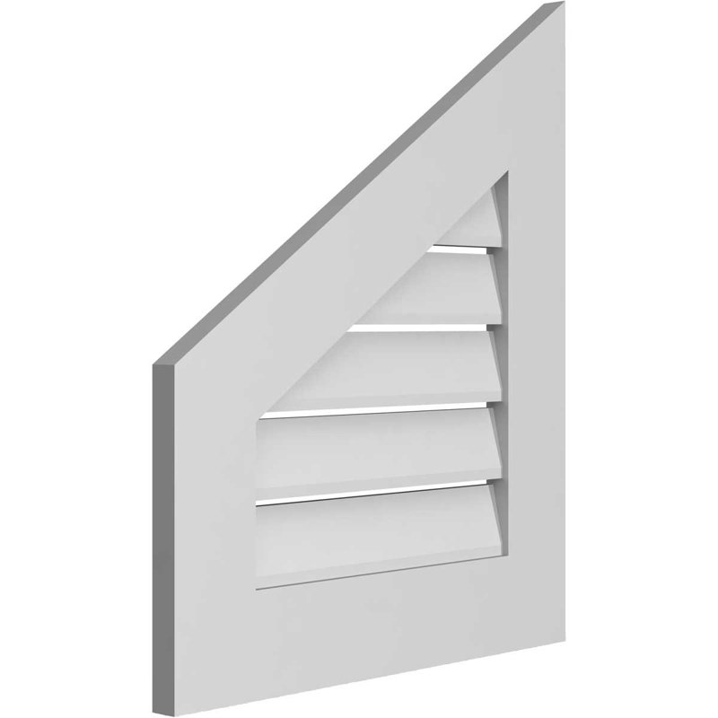 Half Peaked Left Surface Mount Signature Urethane Functional Gable Vent 8/12 Pitch Primed Tan, 24" H x 20" W x 1" D
