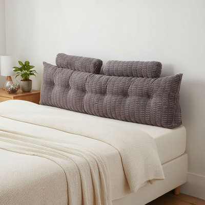 Cotton Grey Rectangular Backrest Back Cushion