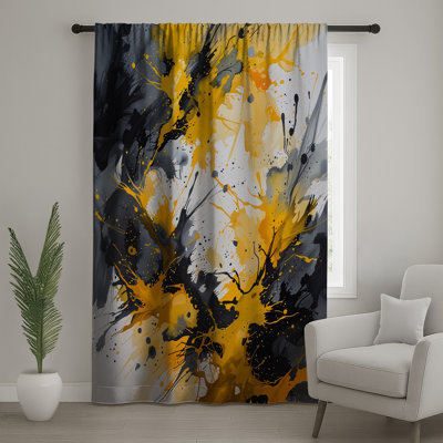 Abstract Splatter Window Curtains, Abstract Sheer & Blockout Curtains - 1 Panel