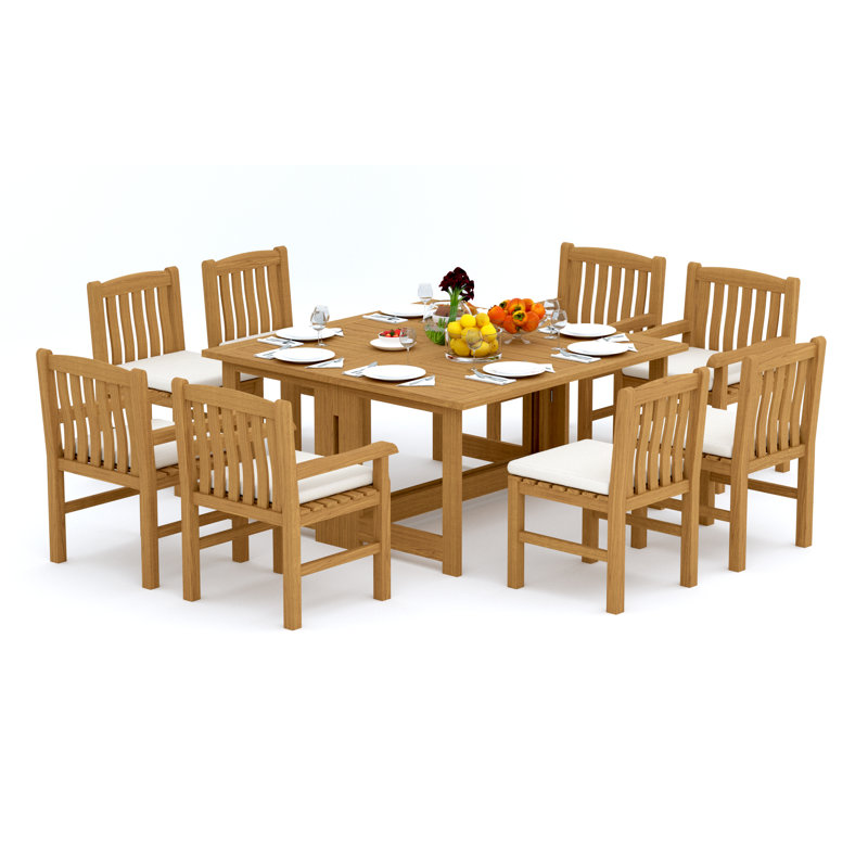 Devon 8 - Person Teak Wood Patio Dining Set with Square Table