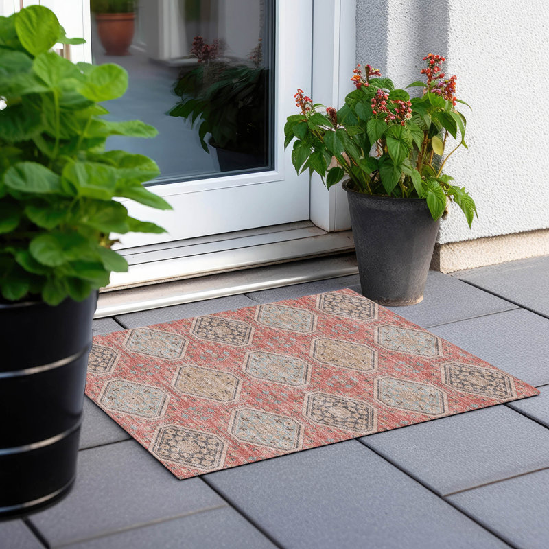 Tapis saumon intérieur / extérieur lavable à la machine Christn ACN1449, Rectangle 1 pi 8 po x 2 pi 6 po