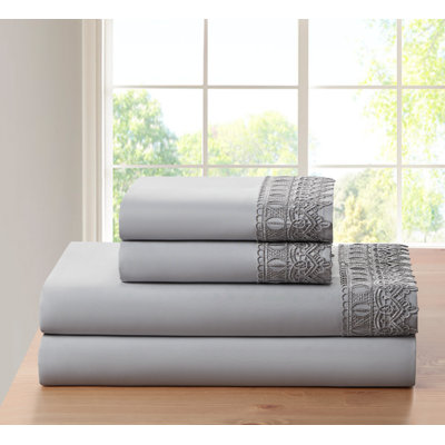 Rayon From Bamboo 1800 Thread Count 3 Line, Lace or Solid Deep Pocket Sheet Set (4pc)