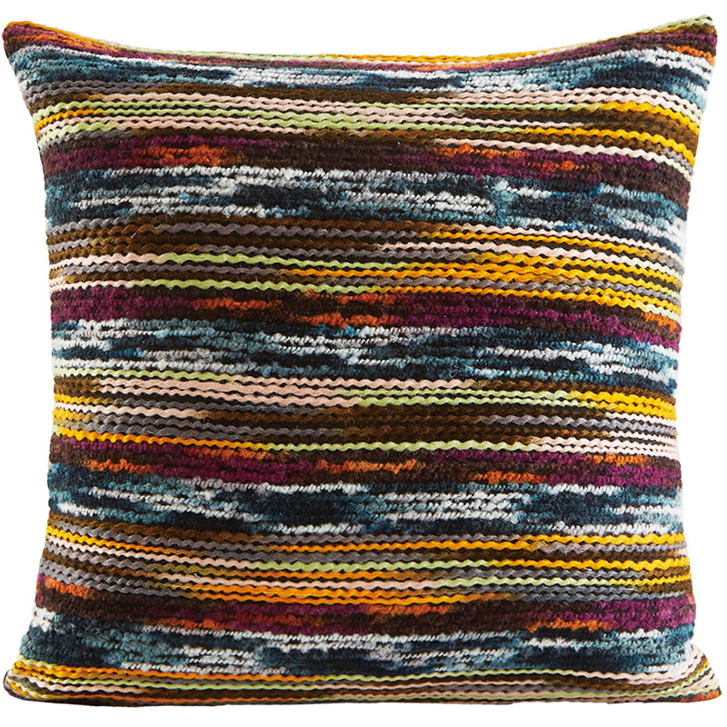 Chenille Accentuation Exotic Stripes Pattern Throw Pillow, Rust