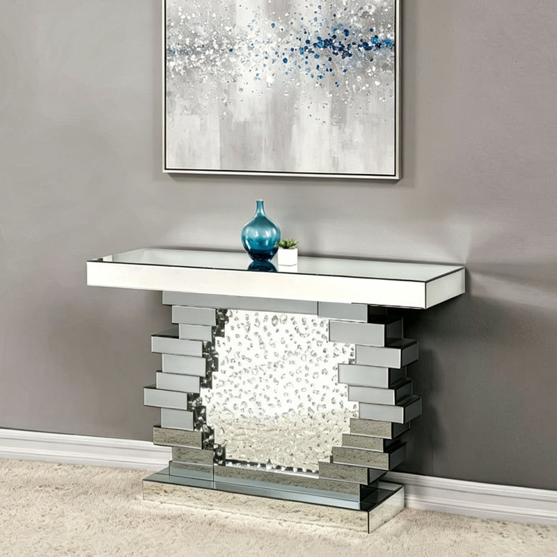 Console Table, Mirrored & Faux Crystals