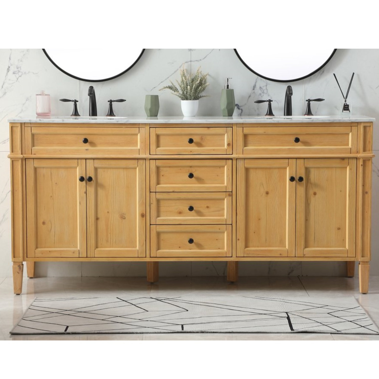Rivers 72'' Double Bathroom Vanity, Natural