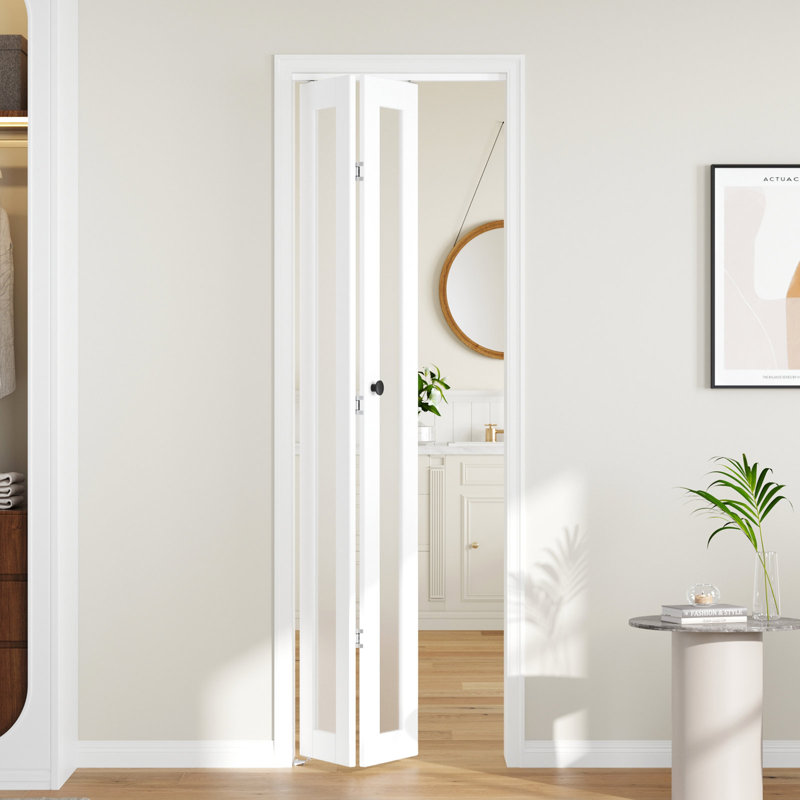 Porte pliante à 1 panneau en verre et en bois manufacturé avec trousse de quincaillerie d'installation, 24 po x 80 po, 2
