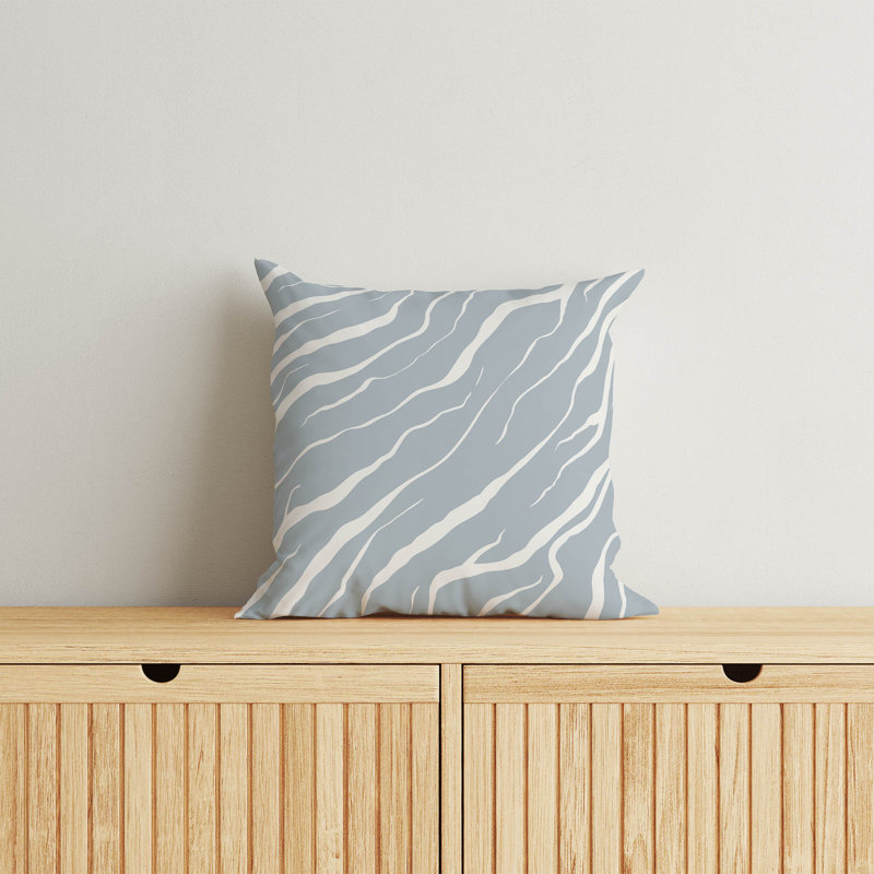 Coussin décoratif Lush Cracks, H 16 po x l 16 po, Bleu ardoise / rayures bleues
