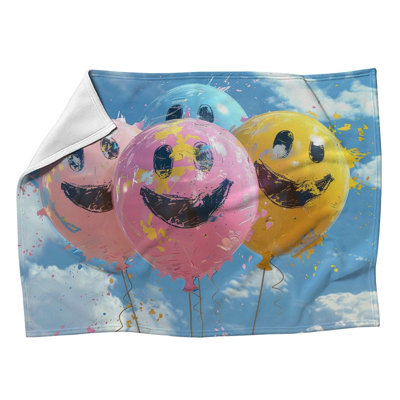 Smiley Balloons Fun Machine Printed Throw Blanket