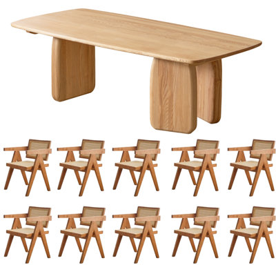 Solid Ash Wood Large Tabletop Dining Table