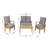 Ensemble de fauteuil d'extérieur en teck avec causeuse et coussins et table basse