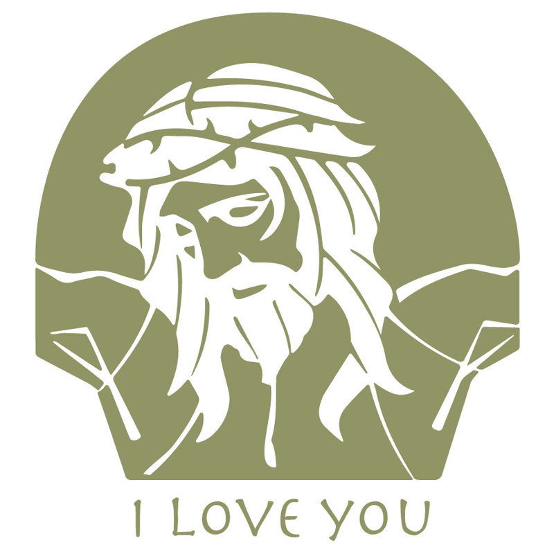 Décalcomanie murale jesus aimerons, H 60 po x l 55 po x P 0,01 po, Olive