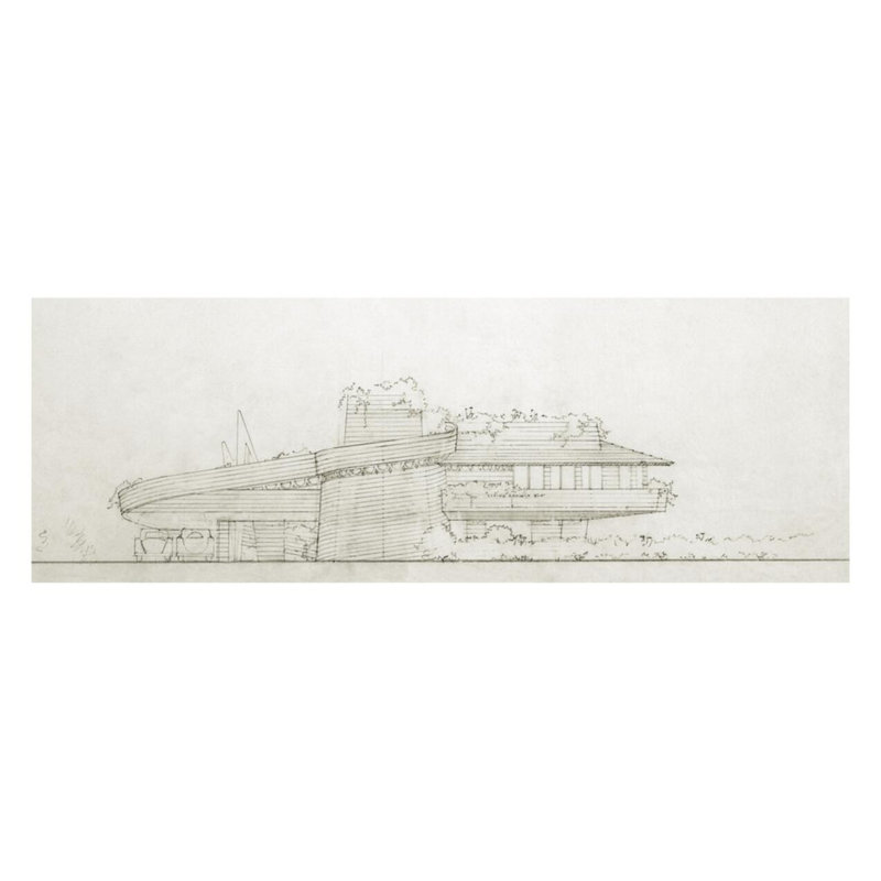 David Wright House Phoenix AZ by Frank Lloyd Wright - Giclee Print, 22" H x 28" W