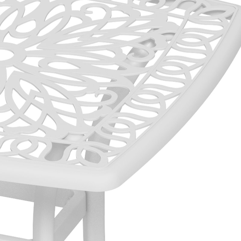 Table d'appoint d'extérieur en fonte d'aluminium avec trou pour parasol, Blanc, Blanc