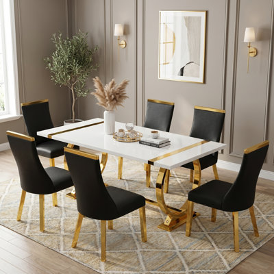 Ensemble de 4 chaises de salle à manger rembourrées Modern Glam avec pieds en acier inoxydable poli