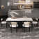 Modern Dining Set, Faux Marble Dining Table And Chair Set for 6