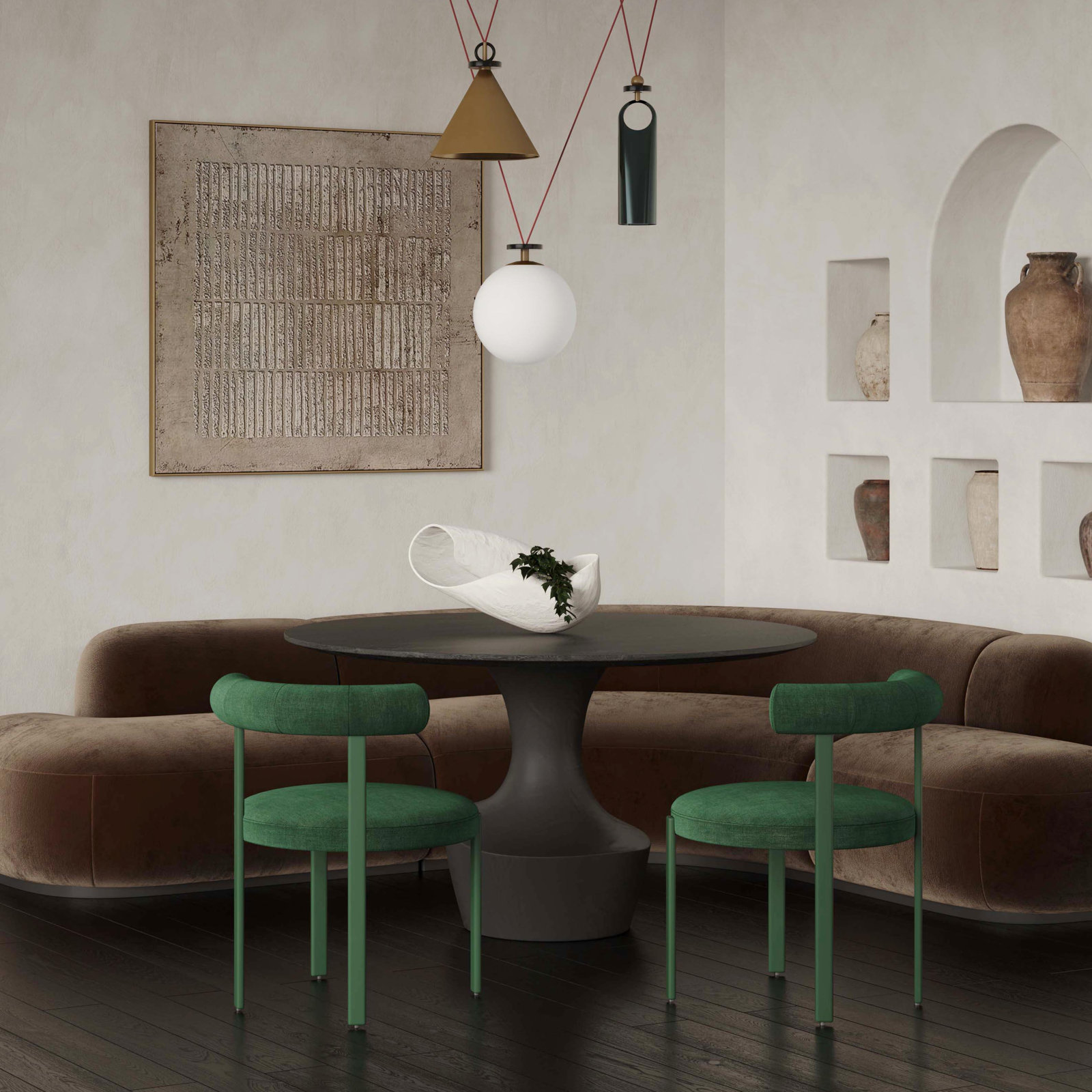 Malena Chenille Side Chair Dining Chair, Forest Green