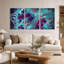 Structure fractale abstraite turquoise et violette, ensemble de 3 toiles murales-986198705