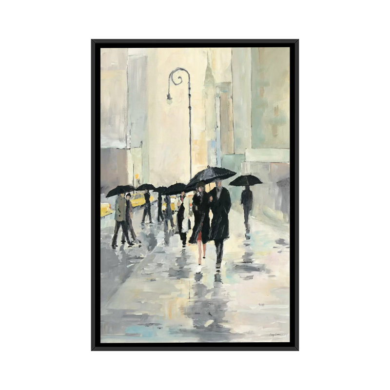 «City in The Rain», reproduction sur toile, H 26 po x l 18 po x P 1,5 po, Toile avec cadre noir, Pas de tapis