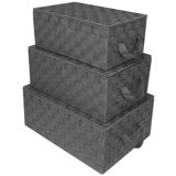 Sorbus Stackable Woven Basket with Lid and Carry Handles 3 Pack