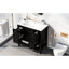 Armoire de salle de bain noire, en bois massif, avec largeur de 36 po, avec meuble-lavabo noir, longue, fixation centrale