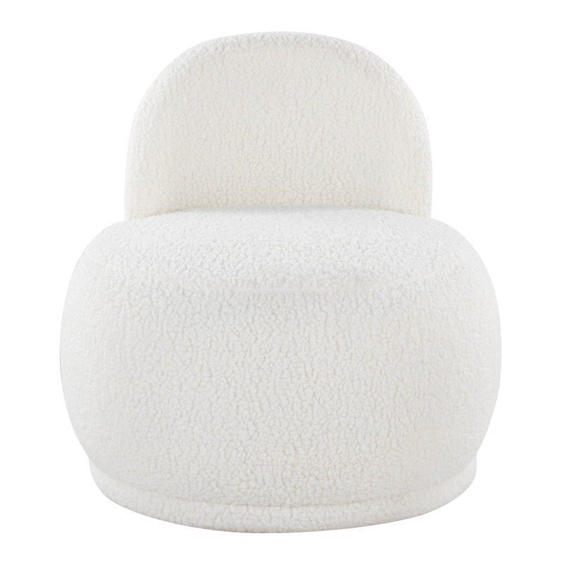 Alara Side Chair with Sherpa Fabric, White Fabric