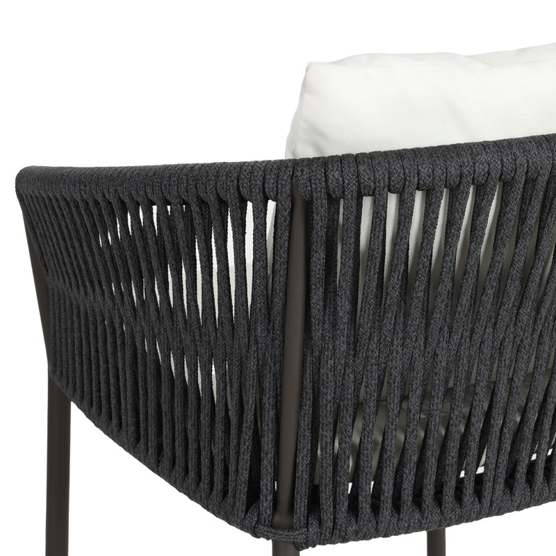 Porto Patio Bar Stool, 31.1", Black, Arashi Salt