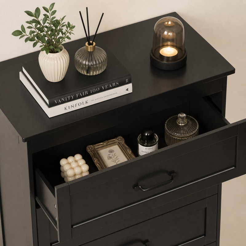 Commode à 6 tiroirs l 26,7 po, Black