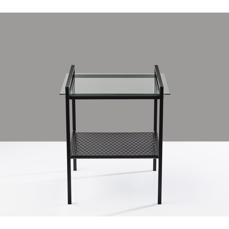 Table de bout avec rangement en verre Gaeton