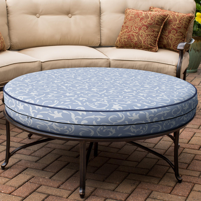 Decorative Indoor Outdoor Waterproof Round Cushion Cover, Patio Bar Stool UV Resistant Seat Cover, 5'' H x 20'' W