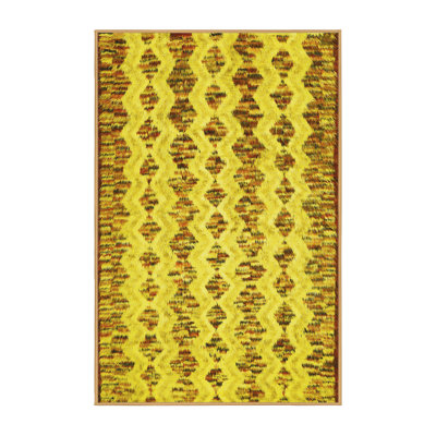 Tapis contemporains jaunes lavables à la machine 835