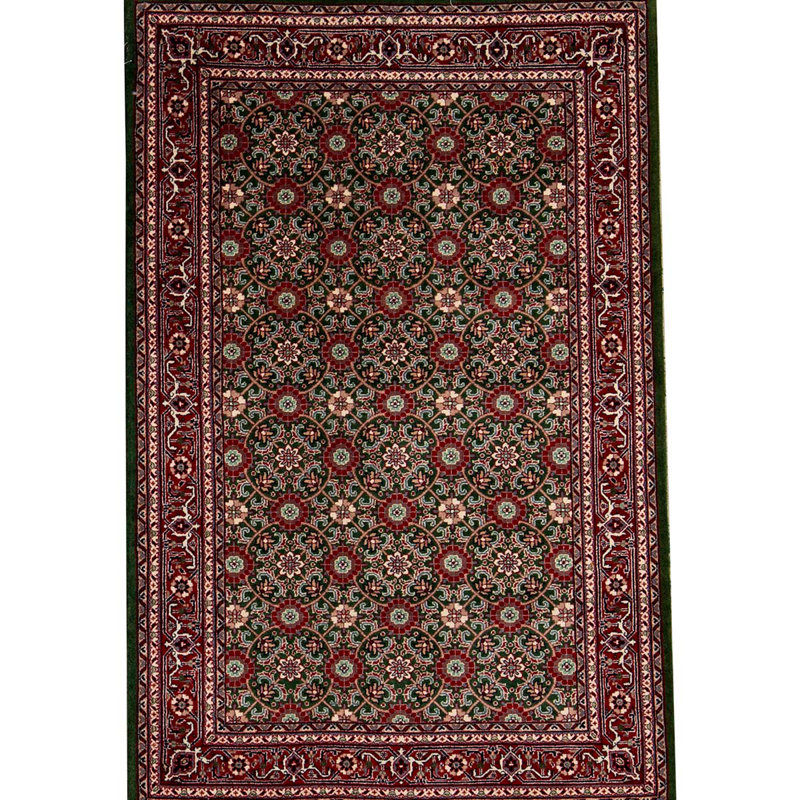 Tapis oriental rouge / vert noué à la main