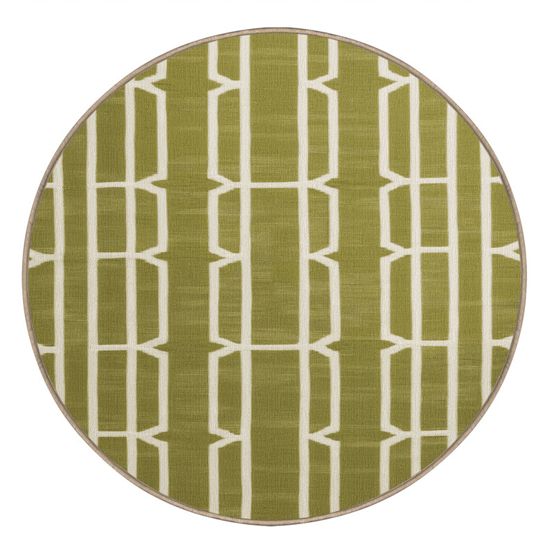 Tapis brun treillis lavable à la machine, Rond 4 pi