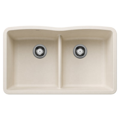 Diamond SILGRANIT 32" 50/50 Double Bowl Undermount Kitchen Sink with Low Divide