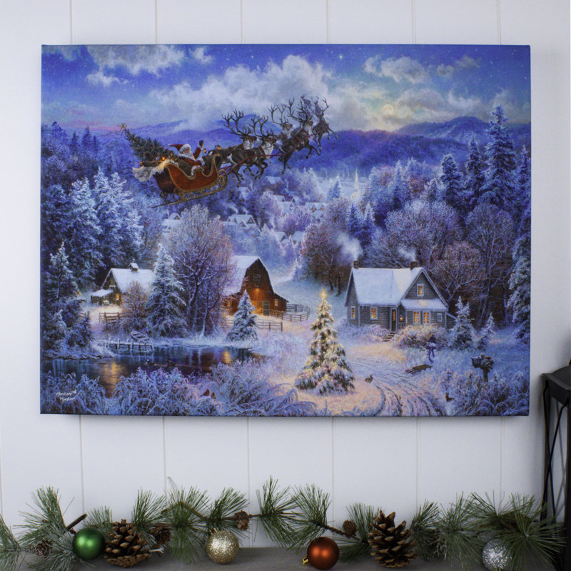 Nuit avant Noël, art mural entièrement éclairé à DEL 18 x 24