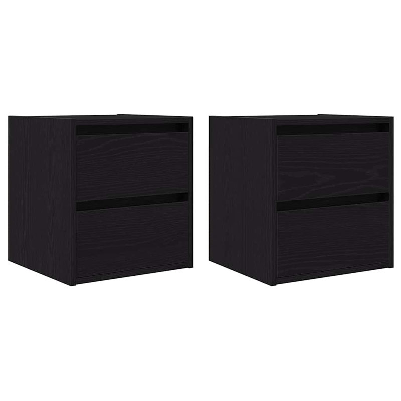Wall-Mounted Bedside Cabinets 2 Pcs 38X34x40 Cm, Black Oak, 2