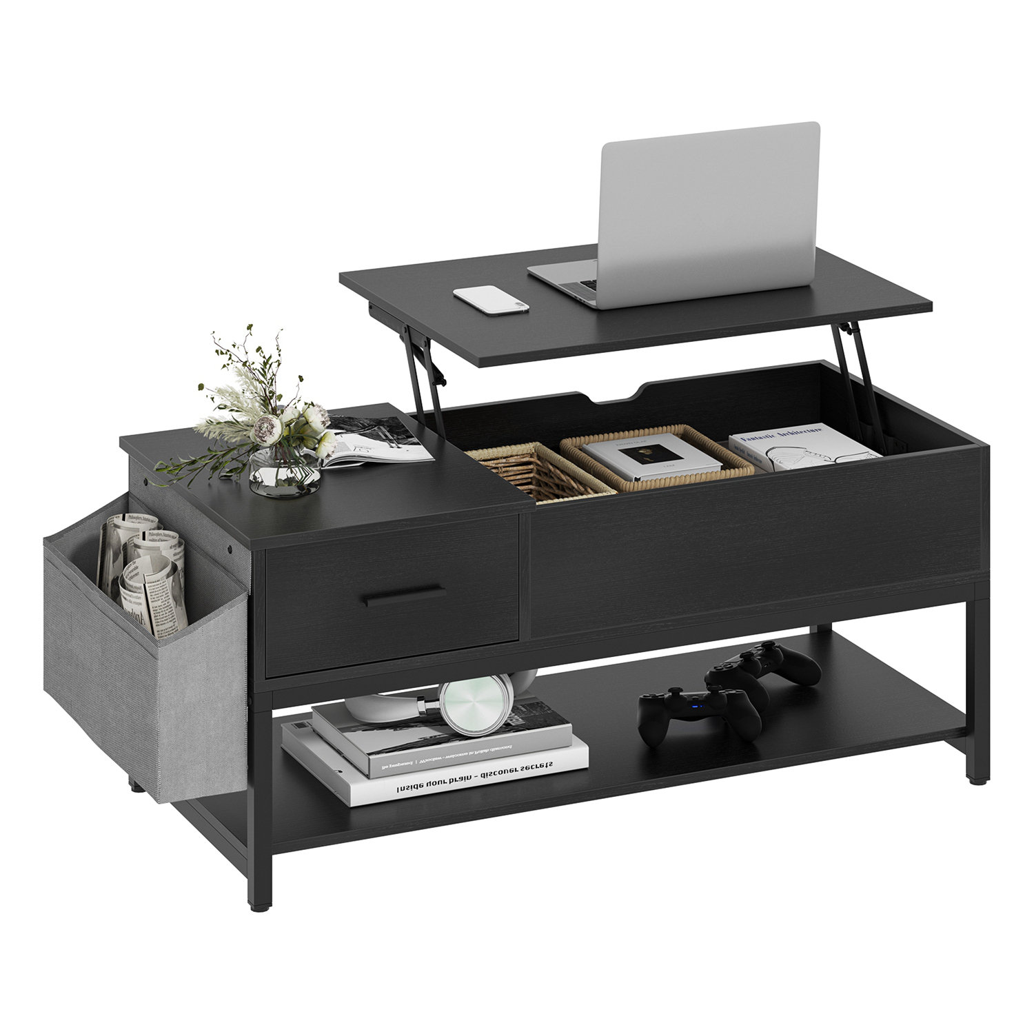 Latitude Run® Arist Lift Top Extendable 4 Legs Coffee Table with ...