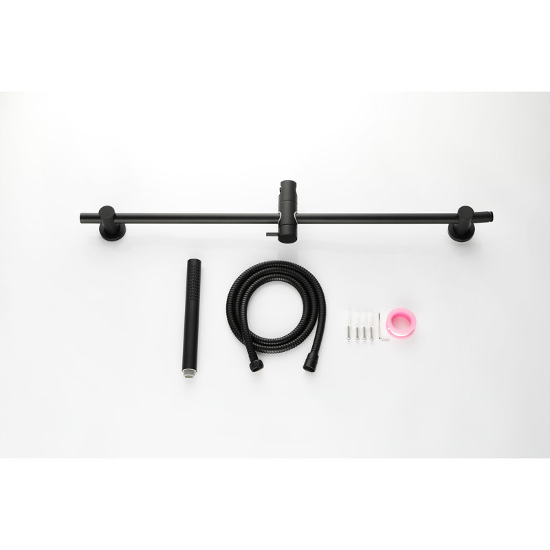 Matt Black Handheld Shower With Adjustable Height And 59-Inch Hose For Comfortable Showers Height, Hose, 28-Inch Slide Bar In Dark Finish